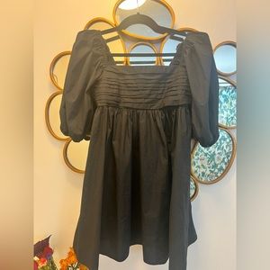 NWT Abercrombie & Fitch black ruched bodice puff sleeve mini dress